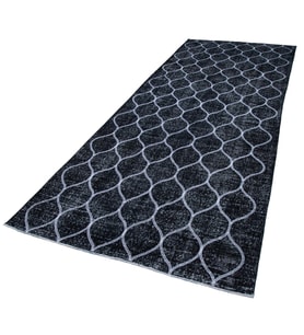 Siyah Halı Geometrik Motifli Modern Stil El Dokuma Mutfak Halısı Koridor Salon Yatak Odası