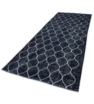 Siyah Halı Geometrik Motifli Modern Stil El Dokuma Mutfak Halısı Koridor Salon Yatak Odası