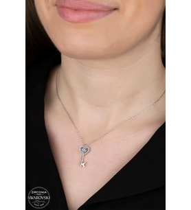 SWAROVSKİ CRYSTAL KALBİMİN ANAHTARI 925 AYAR GÜMÜŞ KOLYE