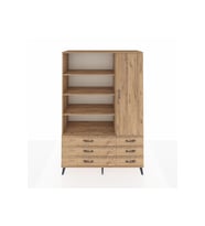 Hyperion Gardrop 8 Raflı 6 Çekmeceli Tek Kapaklı  132x44x195 Çam-Çam