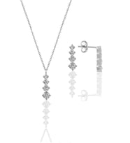 Söğütlü Silver Gümüş rodyumlu zirkon taşlı  ışıltılı ikili set
