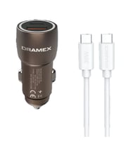 Dramex DC30T 3.1A 30W PD Q.C.3.0 1mt Type-C Kablolu Type-C+USB-A Hızlı Araç Şarj Cihazı - Kahverengi