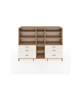 Hyperion Dolap 10 Raflı 6 Çekmeceli  220x44x163 Çam-Çam/Aytaşı