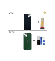 iPhone 13 Yeşil Arka Kapak Arka Cam Batarya Kapağı Lazer Kesim Kapak Pil Kapağı + B-7000 Yapıştırıcı + Tamir Seti