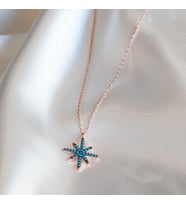 Turkuaz Taşlı Kutup Yıldızı Rose Gold Kaplama Gümüş Kolye