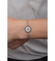 925 Ayar Gümüş Kelepçe Model Nazar Model Bileklik
