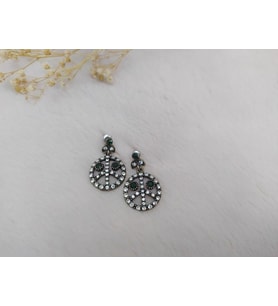 Hdmarketim Otantik Osmanlı Motifli Swarovski Taşlı Işıltılı Hürrem Sultan Eskitme Küpe Yeşil