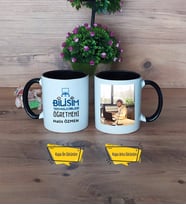 Bilişim Teknolojileri Öğretmeni Kupa Bardak Siyah Fotoğraflı Öğretmenler Günü Hediyesi