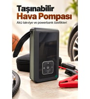 Powerbank Özellikli Akü Takviye Cihazı ve Taşınabilir Hava Pompası