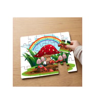 Mantar Ev - Sevimli Karıncalar Tasarımlı 24 Parça Ahşap Çocuk Puzzle MPK0087