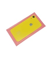 iPhone XR Arka Pil Kapak Kamera Lensli (Yazılı Cam) SARI