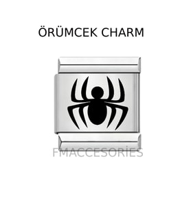 İtalyan çelik bileklik charm 9mm 1 cm örümcek logo harf isim yazılır
