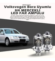 Vw Bora Uyumlu Mercek Led Xenon Uzun - Kısa Çift Renk Şimşek Etkili