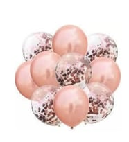 Konfetili Rose Gold Balon Demeti 10 Adet