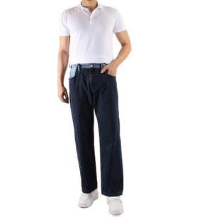 Denim Bel Detaylı Lacivert Wide Leg Pantolon