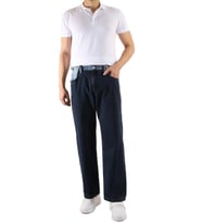 Denim Bel Detaylı Lacivert Wide Leg Pantolon