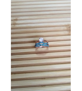 925 Ayar Gümüş Rose Altın Kaplama Firuze Taşlı Model Tektaş Kadın Yüzük (Rose Gold Altın)