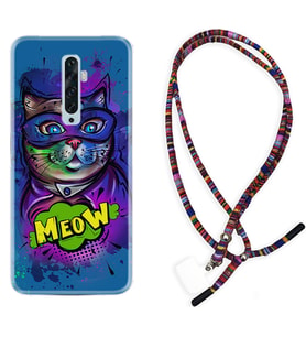 Oppo Reno 2Z 4 Lite 4 Pro 5 6 7 A31 Kılıf Boyun Asklı Rasta Silikon Super Meow 1715