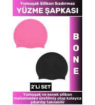 Özel Üretim Su Geçirmez Elastik Yumuşak Yüzücü Havuz Deniz Yüzme Şapkası Silikon Bone 2'Li SET