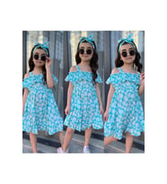 MODAVALS MİNT YEŞİLİ KARDEŞ KOMBİN KIZ ÇOCUK ELBİSE & BANDANA KOMBİN
