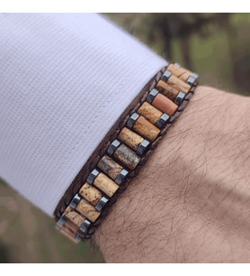 Clays Jewellery Jasper & Hematit Taşı Silindir Bileklik