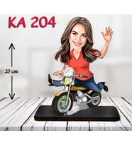 Kişiye Özel Ahşap Biblo - Motor Kullanan Kadın Karikatür Biblo 3