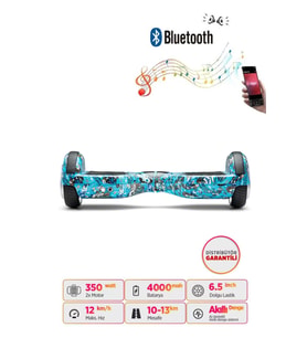 CityMate Elektrikli Kaykay Hoverboard Bluetooth Hoparlörlü Akıllı Denge 6.5 Inch Grafiti D20