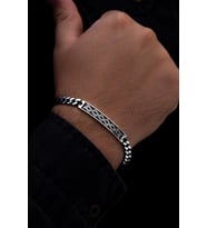 Erkek Gümüş Bileklik - Gurmet Zincirli Oksitli Halat Model Gümüş Bileklik