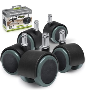 CB680 5,1 cm zemin koruma lastik büro sandalyesi Caster Wheels (set 5) standart Stem size – Siyah/Gri