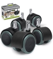 CB680 5,1 cm zemin koruma lastik büro sandalyesi Caster Wheels (set 5) standart Stem size – Siyah/Gri
