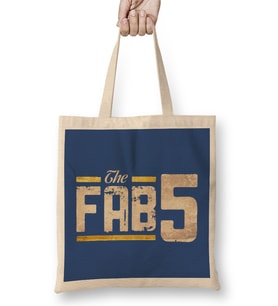 Basketball Team Logo Fab 5 Basket Ball Bez Çanta Uzun Saplı