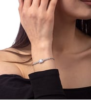 925 Ayar Gümüş Pırlanta Modeli Baget Taşlı Bileklik