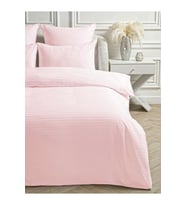 Line Pembe Pamuk Saten Çift Kişilik Nevresim Takımı Lastiksiz Çarşaflı 4 Parça Set (Pembe)