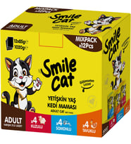 Smile Cat Pouch Mix 12 Adet x 85 gr Kuzu/Somon/Tavuklu