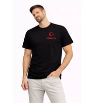 Erkek TÜRKİYE Ay Yıldız Baskılı Taraftar Forma T-Shirt - Siyah