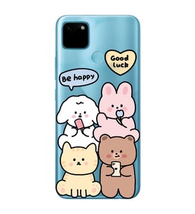 Realme C21Y/C25Y Uyumlu Sevimli Ayıcıklar Desenli Şeffaf Telefon Kılıfı