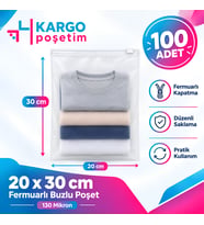 Fermuarlı Kargo Poşeti 20x30cm 100 Adet 130 Mikron Orta Boy Kalın Buzlu