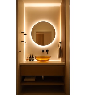 Digital Hayat  Led Işıklı Yuvarlak Ayna  Dekoratif Banyo Makyaj Aynası RGB Beyaz Günışığı Amber Mavi Kırmızı  50cm - 80cm