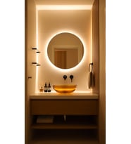 Digital Hayat  Led Işıklı Yuvarlak Ayna  Dekoratif Banyo Makyaj Aynası RGB Beyaz Günışığı Amber Mavi Kırmızı  50cm - 80cm
