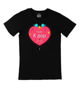 K Pop Kalpli Siyah Tişört