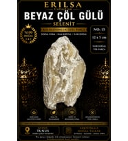 Sertifikalı Beyaz Çöl Gülü Selenit Taşı Kütle - 12x5 cm Koleksiyonluk Doğal Tek Parça