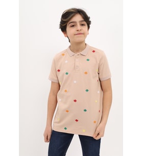 Toontoy Erkek Çocuk Nakışlı Tişört (Bej)