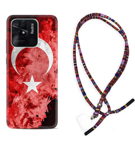 Xiaomi Poco X3 Pro M4 Pro X4 Pro C40 10C Kılıf Boyun Asklı Rasta Silikon Şanlı Türk Bayrağı 1315