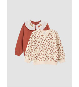 LCW Kids Kahverengi Bebe Yaka Çiçekli Kız Çocuk Kalın Sweatshirt