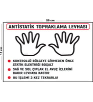 Metal Antistatik Topraklama Levhası 15 Cm x 20 Cm Uyarı Levhası Yönlendirme Tabelası