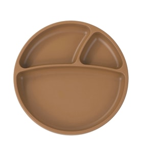 OiOi Porsiyon Vakum Tabanlı Silikon Tabak Woody Brown