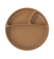 OiOi Porsiyon Vakum Tabanlı Silikon Tabak Woody Brown