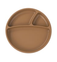 Oioi Porsiyon Vakum Tabanlı Silikon Tabak Woody Brown