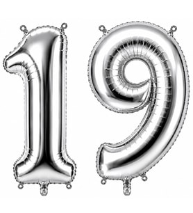 19 Rakam Folyo Balon Gümüş Rengi (100 cm)