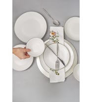 Bambum Naz - 24 Parça Yemek Takımı Beyaz Platin
